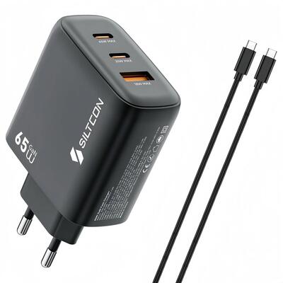 Snellader gan - 65 w - 2× usb-c en usb-a - met kabel