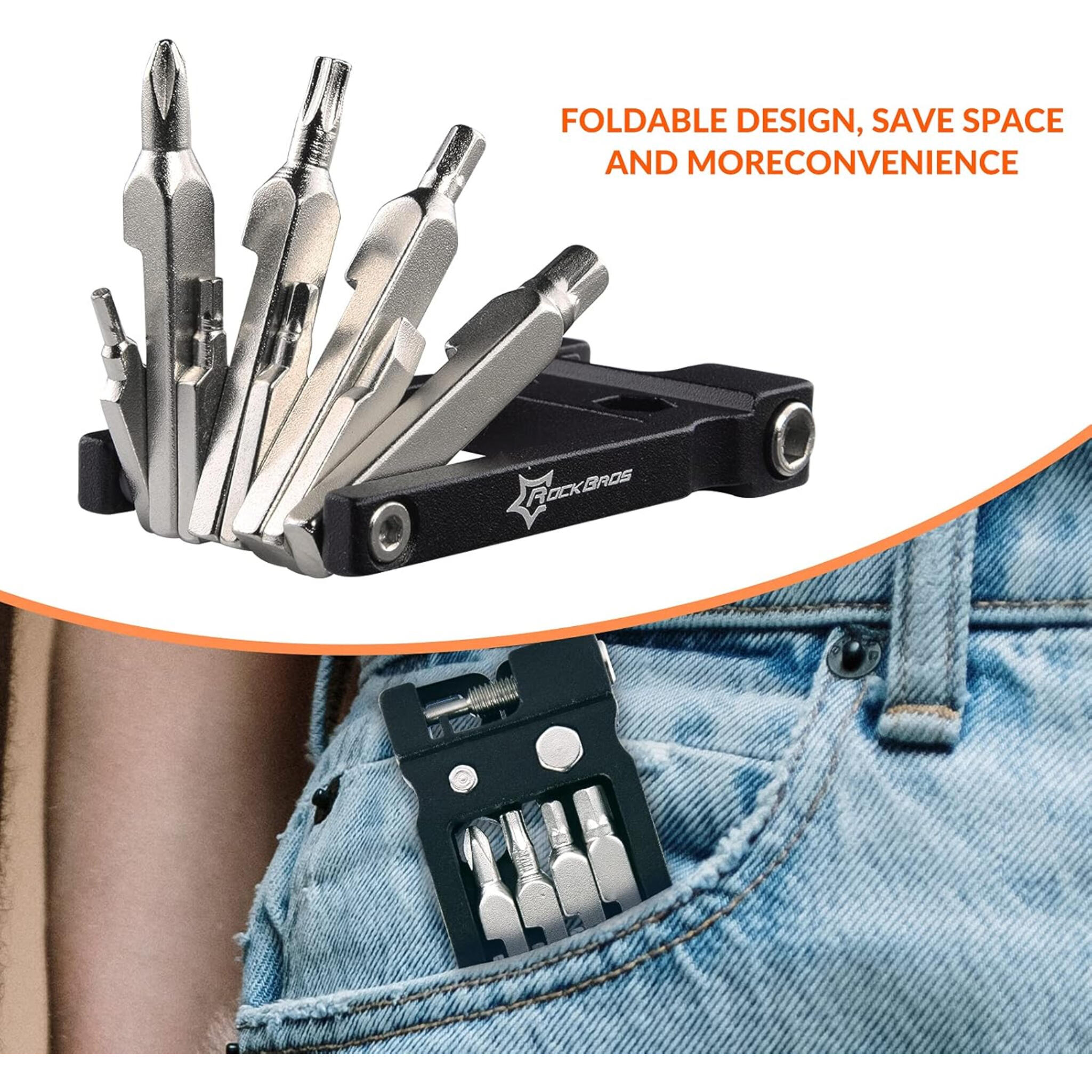 Fahrrad Multitool 20-in-1 Reparatur Set faltbar Edelstahl 4/6