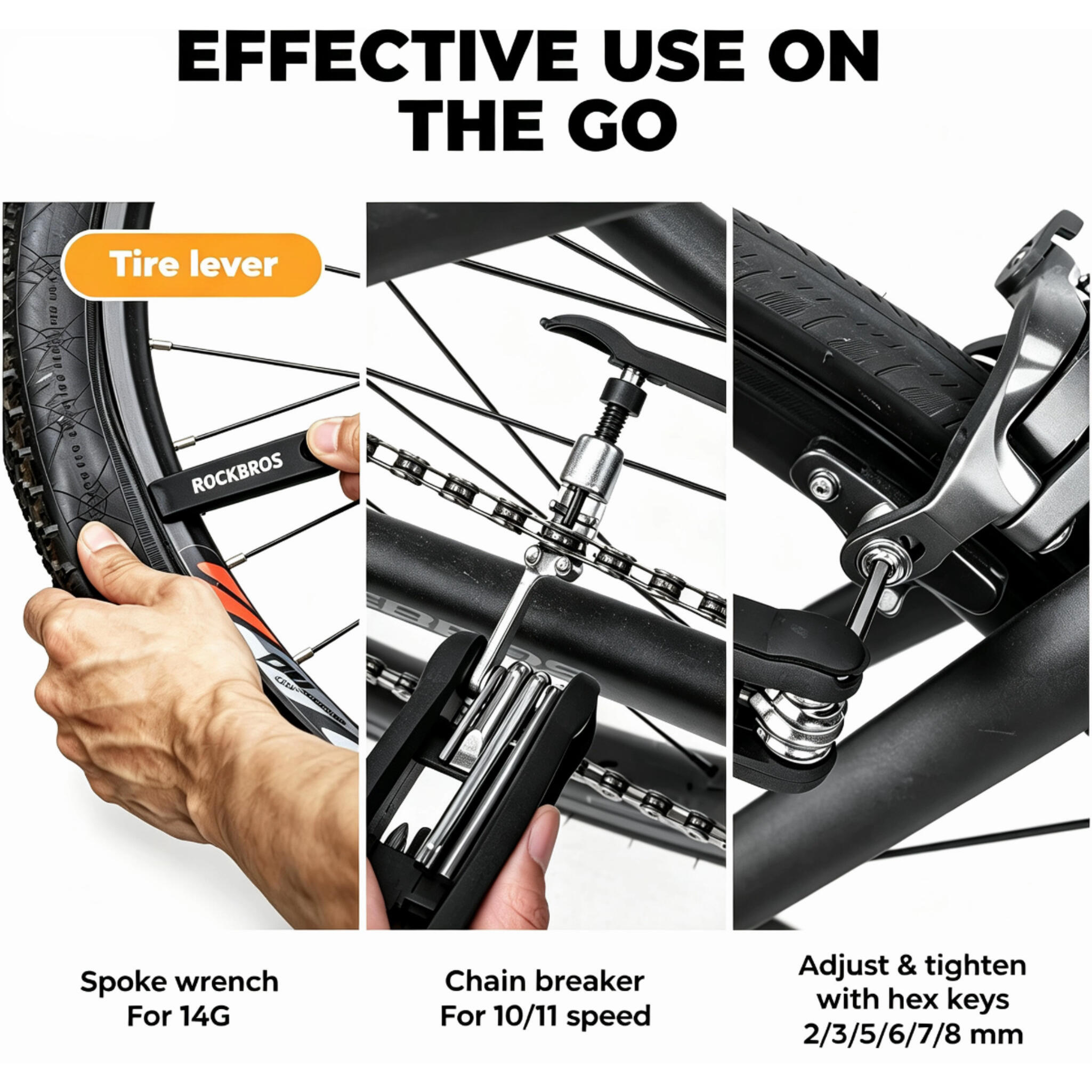Fahrrad Multitool 12-in-1 Reparatur Set faltbar Kohlenstoffstahl 6/6