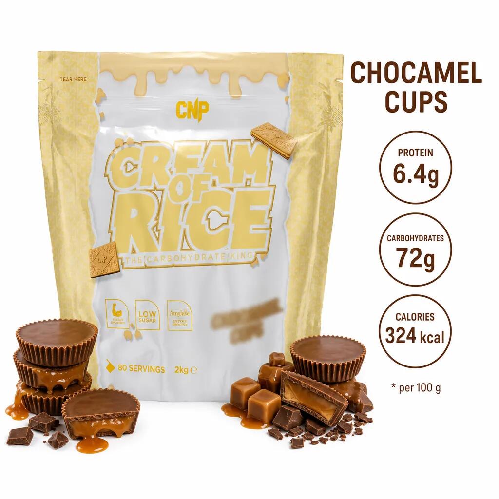 CNP Cream of Rice The Carbohydrate King 2000g chocamel cups