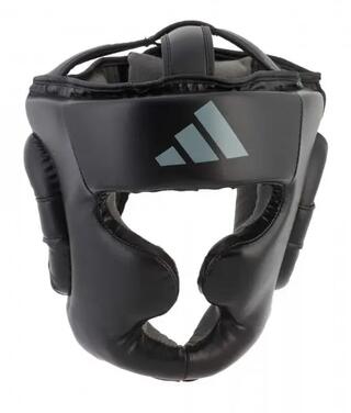 Adidas Speed Training Head Guard with Cheek & Chin Strap, Adjustable Non-Slip Protection for Boxing-Black/Grey