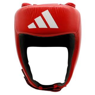 adidas IBA Head Guard Adjustable Non-Slip Head Guard, Forehead, Ear Protection | Approved Head Guard for Boxing, Training Gear, Sparring - Red