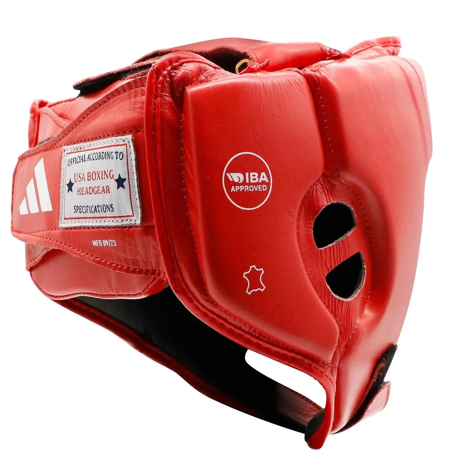 adidas IBA Head Guard Adjustable Non-Slip Head Guard, Forehead, Ear Protection | Approved Head Guard for Boxing, Training Gear, Sparring - Red -  5