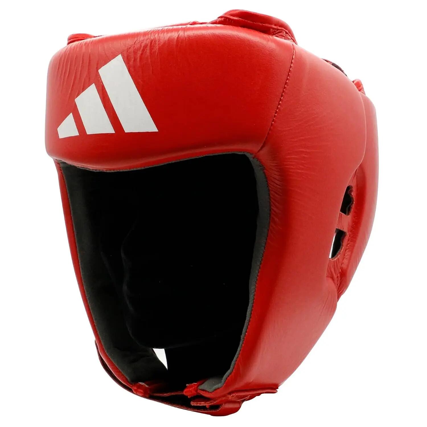 adidas IBA Head Guard Adjustable Non-Slip Head Guard, Forehead, Ear Protection | Approved Head Guard for Boxing, Training Gear, Sparring - Red -  2