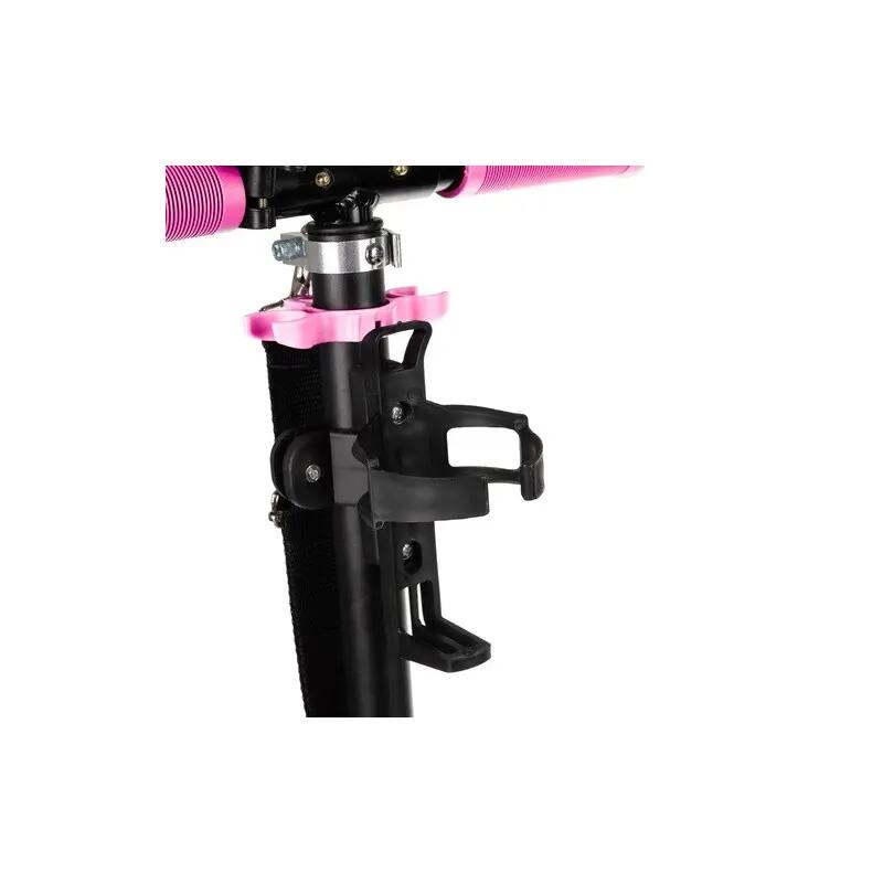 Trotinetă copii Kruzzel Spidoo pliabilă, ghidon reglabil, roți 20 cm, negru/roz