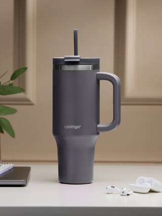 Streeterville THERMALOCK™ Leak-proof Tumbler with Straw & Handle, 1200ml  | Stainless Steel Insulated Water Bottle | Cold for 29 Hours Travel Mug