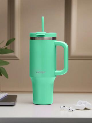 Streeterville THERMALOCK™ Leak-proof Tumbler with Straw & Handle, 1200ml  | Stainless Steel Insulated Water Bottle | Cold for 29 Hours Travel Mug
