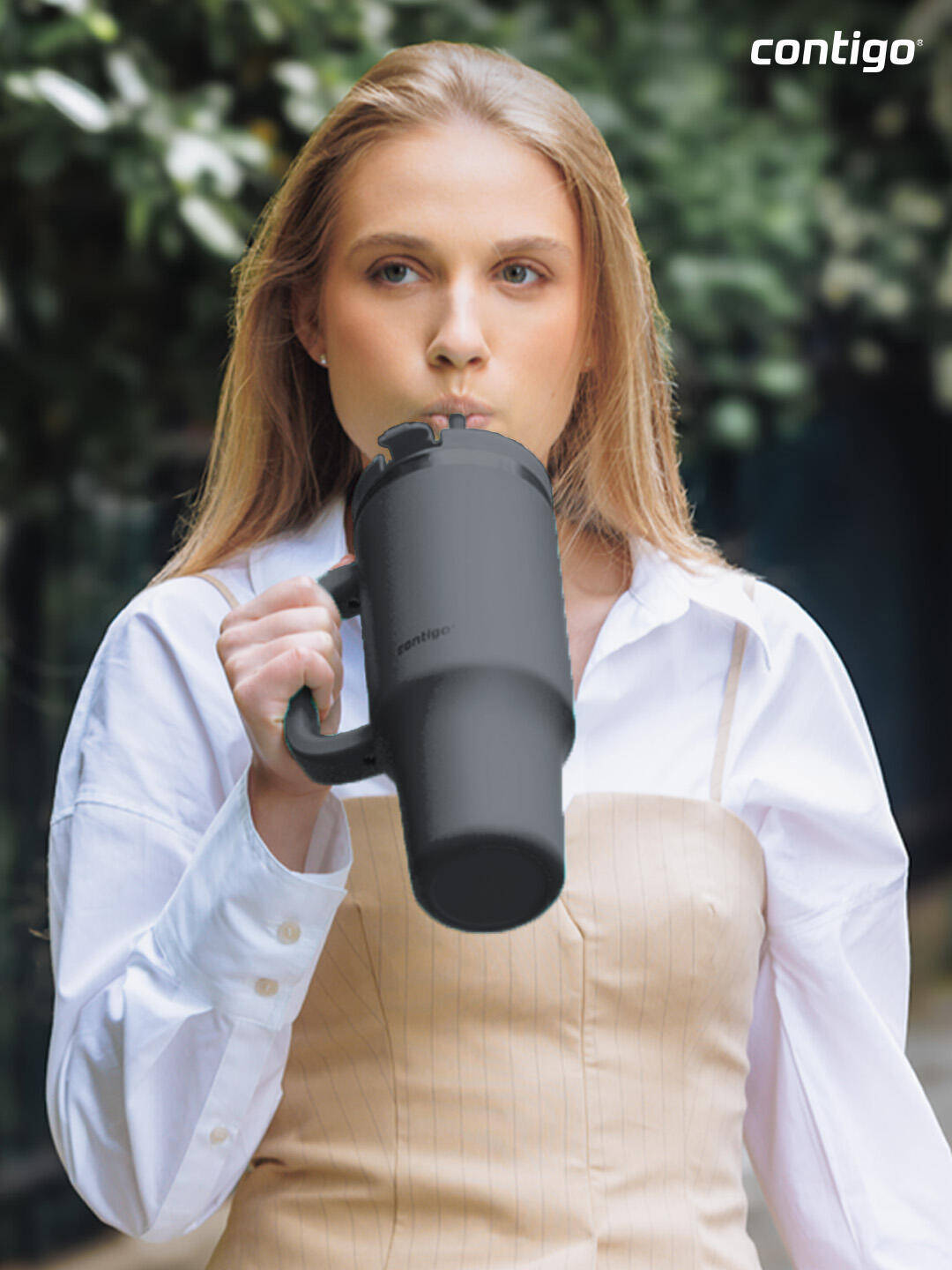 Streeterville THERMALOCK™ Leak-proof Tumbler with Straw & Handle, 1200ml  | Stainless Steel Insulated Water Bottle | Cold for 29 Hours Travel Mug -  2