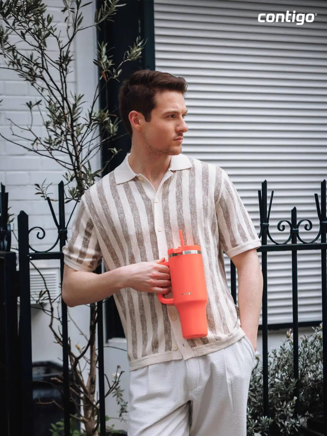 Streeterville THERMALOCK™ Leak-proof Tumbler with Straw & Handle, 1200ml  | Stainless Steel Insulated Water Bottle | Cold for 29 Hours Travel Mug -  2