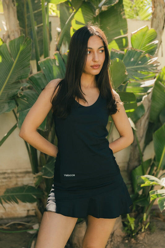 Camiseta de pádel Negra Mujer - Velocce 1/5