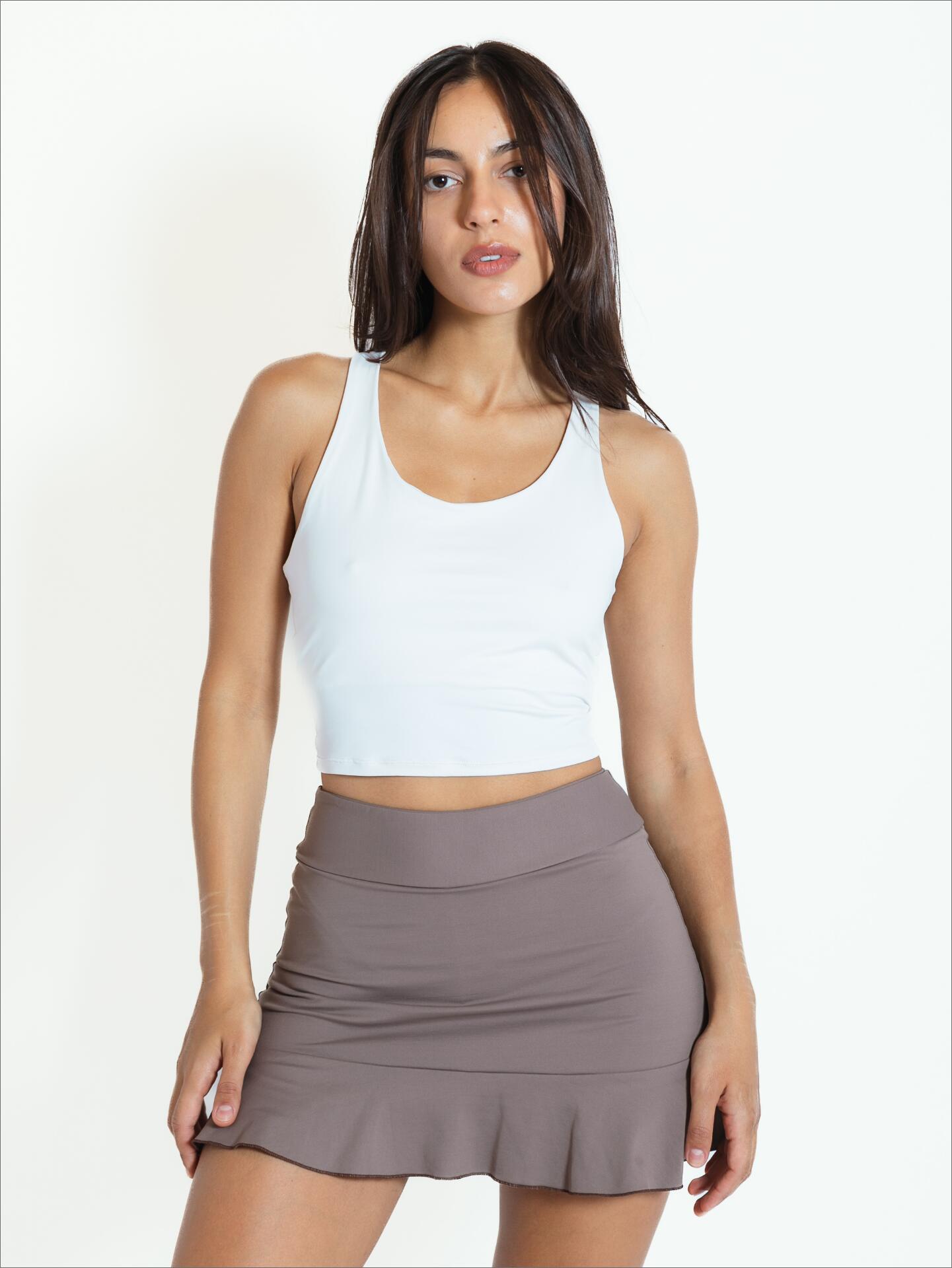 Falda de pádel volante Cacao Mujer - Velocce 4/7