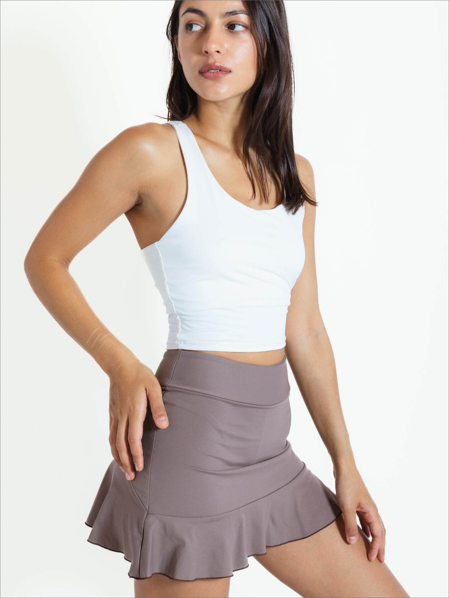 Falda de pádel volante Cacao Mujer - Velocce 3/7