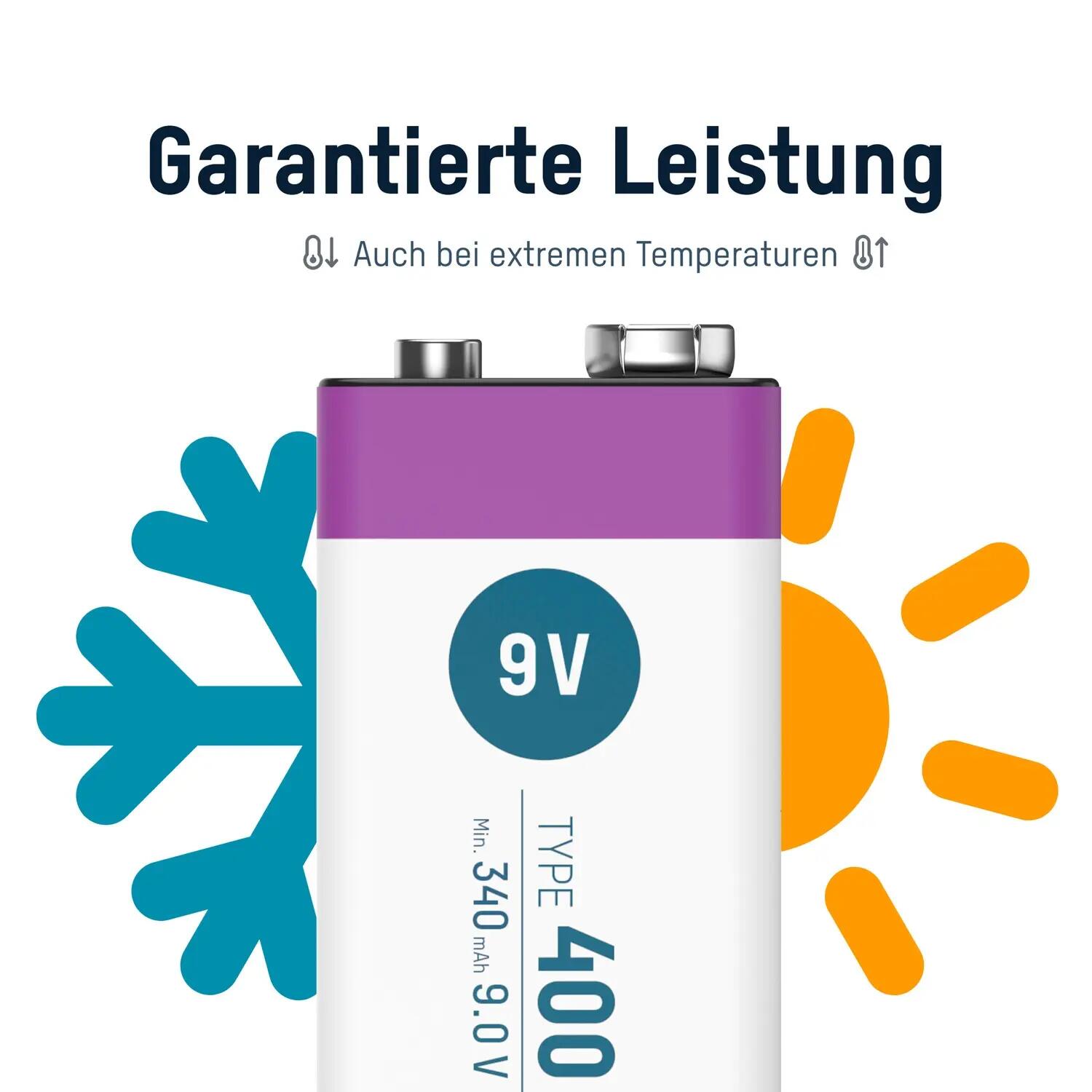 Akku 9V E-Block Typ-C Anschluss Li-Ion 340mAh, 1 Stück, wiederaufladbar 5/8