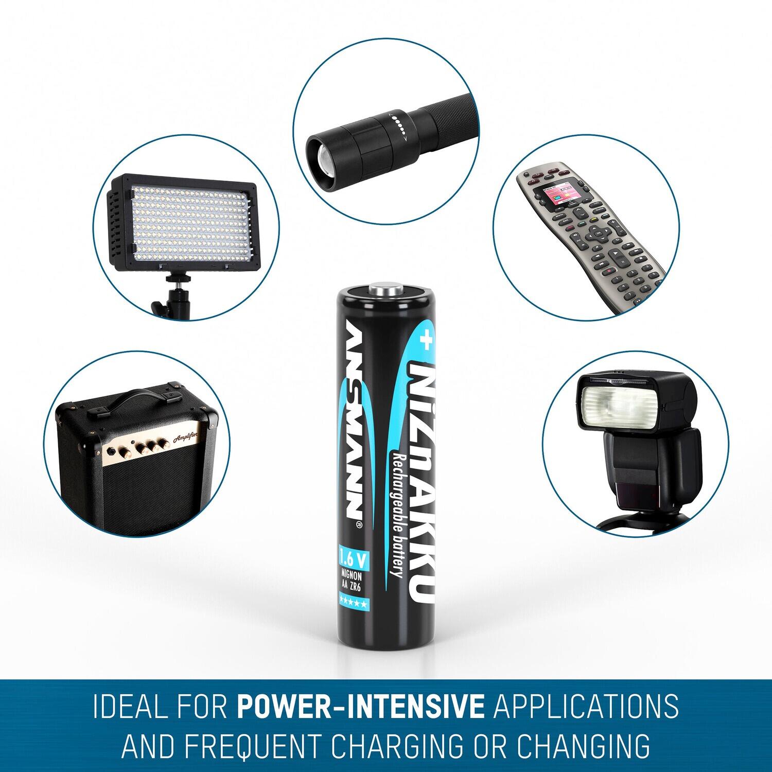 Akku Mignon AA 1500mAh 1,6V NiZn, 4 Stück, für Controller, Kamera 4/7