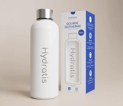 Gourde isotherme blanche de 500ml : 24h chaud, 48h au frais