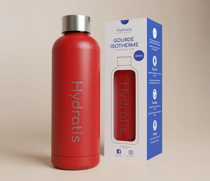 Gourde isotherme blanche de 500ml : 24h chaud, 48h au frais