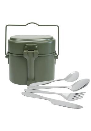 Black Snake Aluminium Kochgeschirr mit Camping Essbesteck - 1 Personen Set