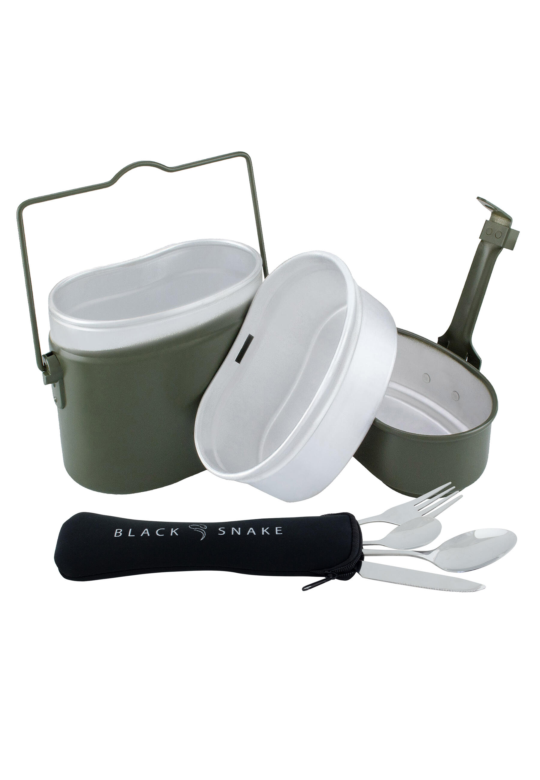 Black Snake Aluminium Kochgeschirr mit Camping Essbesteck - 1 Personen Set 2/7