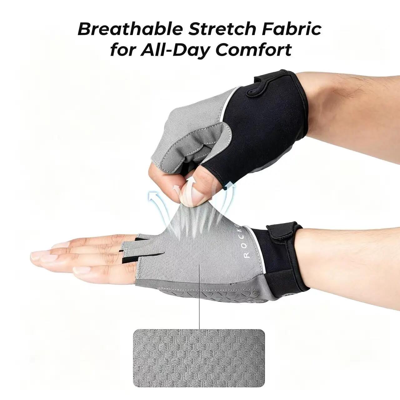 Fahrradhandschuhe fingerlos Sommer gepolstert atmungsaktiv Silikon Grip 3/7