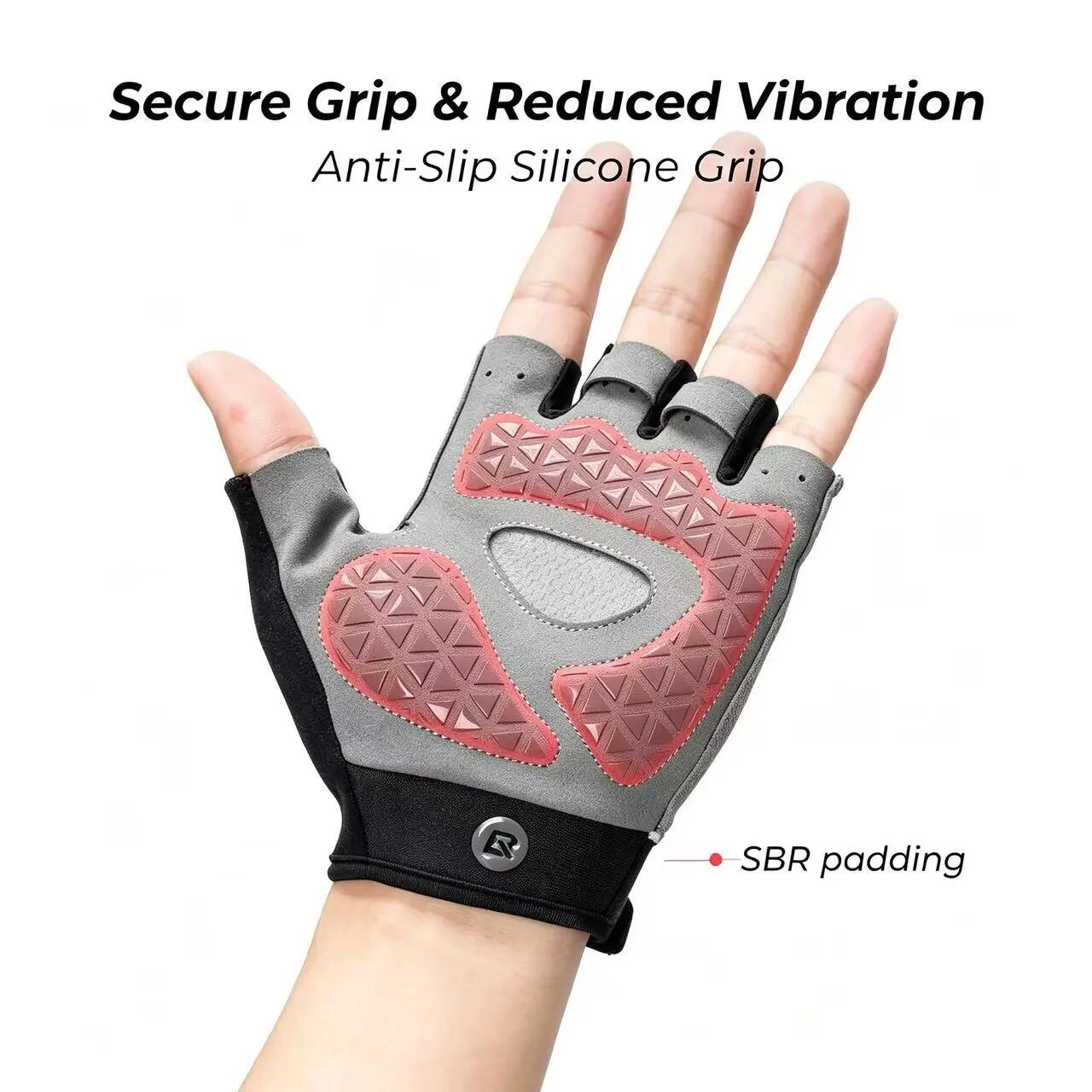 Fahrradhandschuhe fingerlos Sommer gepolstert atmungsaktiv Silikon Grip 2/7
