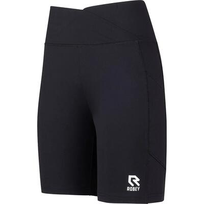 Shorts - fitness - dames - biker short, hoge taille, verborgen zak - zwart