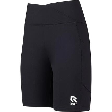 Short biker - Fitness - Femme - Taille haute, poche cachée - Noir