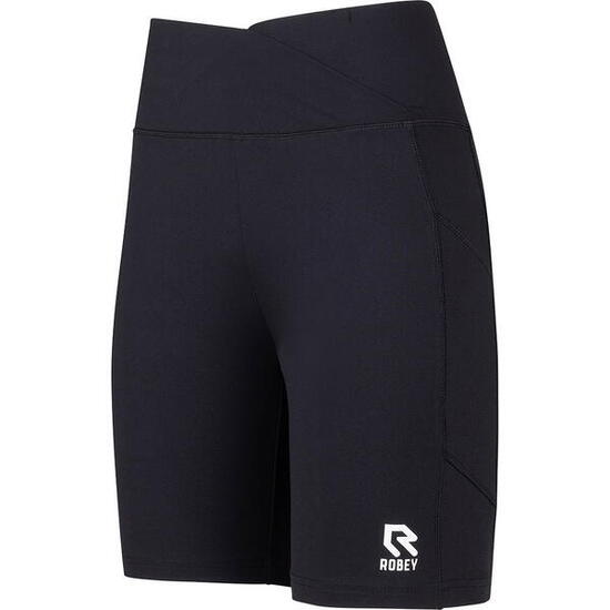 Short biker - Fitness - Femme - Taille haute, poche cachée - Noir