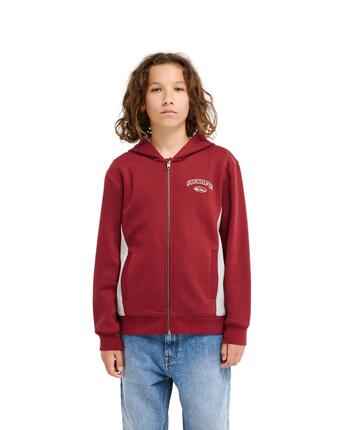 Sweat capuche zippé NO TEACHER Rouge Garçon