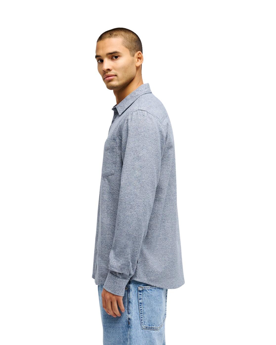 Chemise manches longues MOTHERFLY HEATHER Bleu Homme 3/4