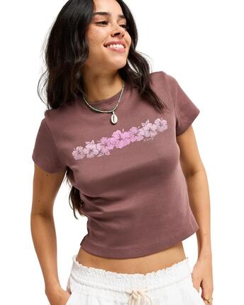 Camiseta corta de manga corta BEACH LOVE Marrón Mujer