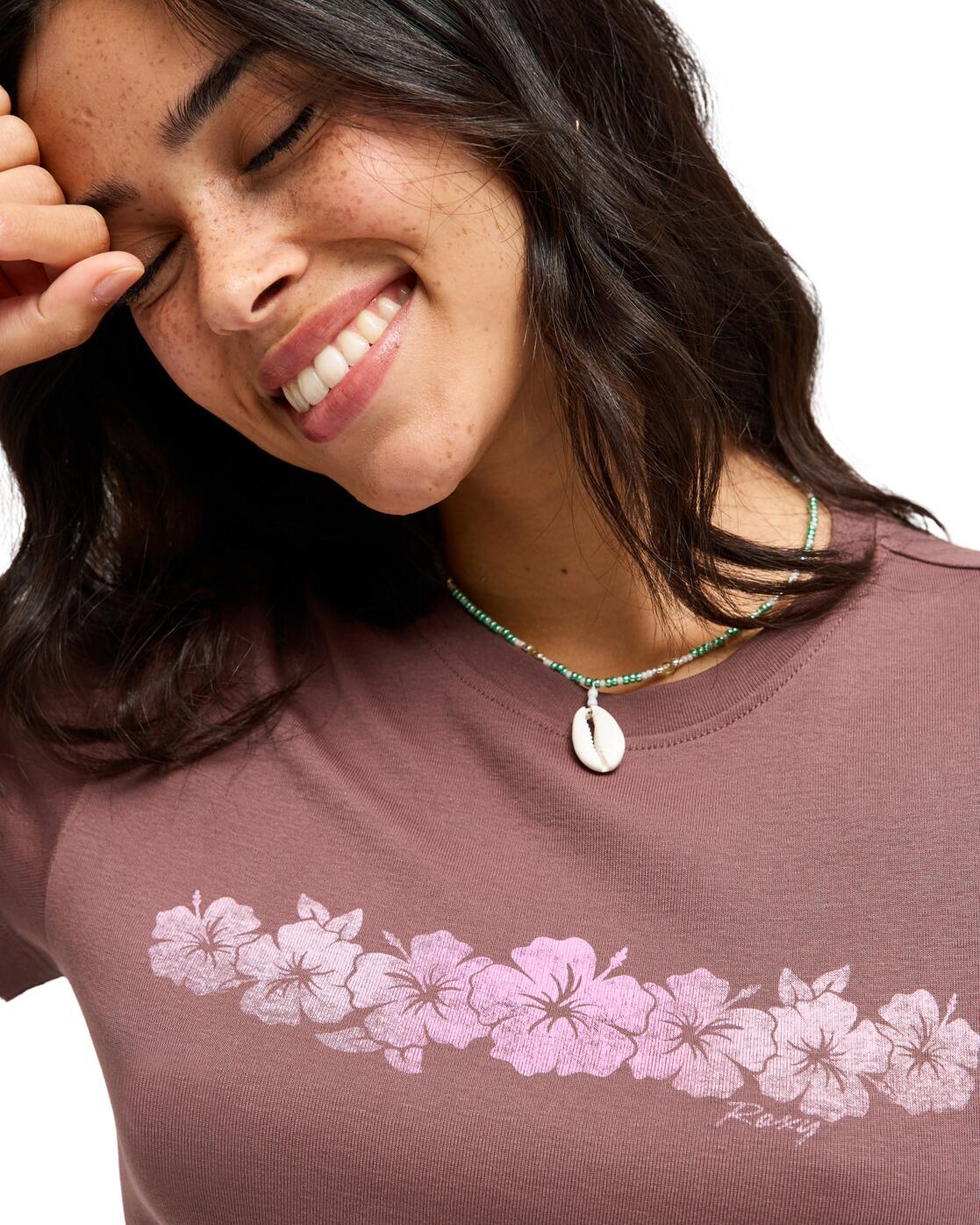 Camiseta corta de manga corta BEACH LOVE Marrón Mujer 4/4