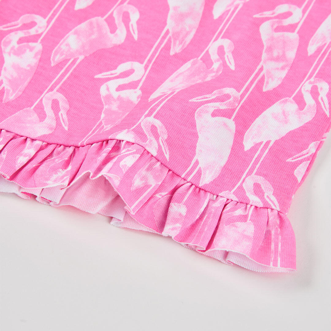 Short de algodón para niña con estampado de aves rosa flúor 4/4