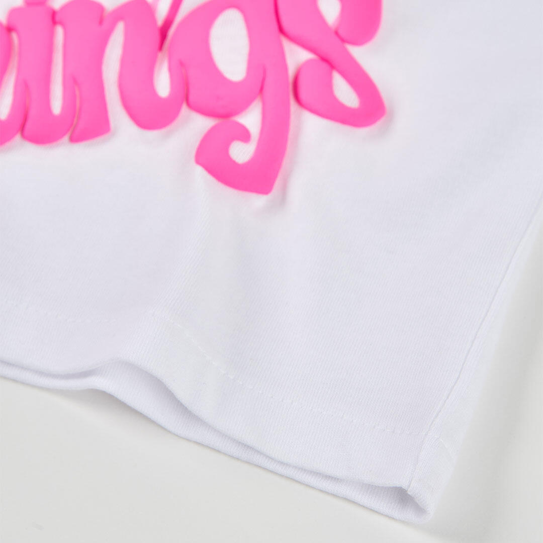 Camiseta de algodón para niña con estampado de palmeras y texto blanca 4/4