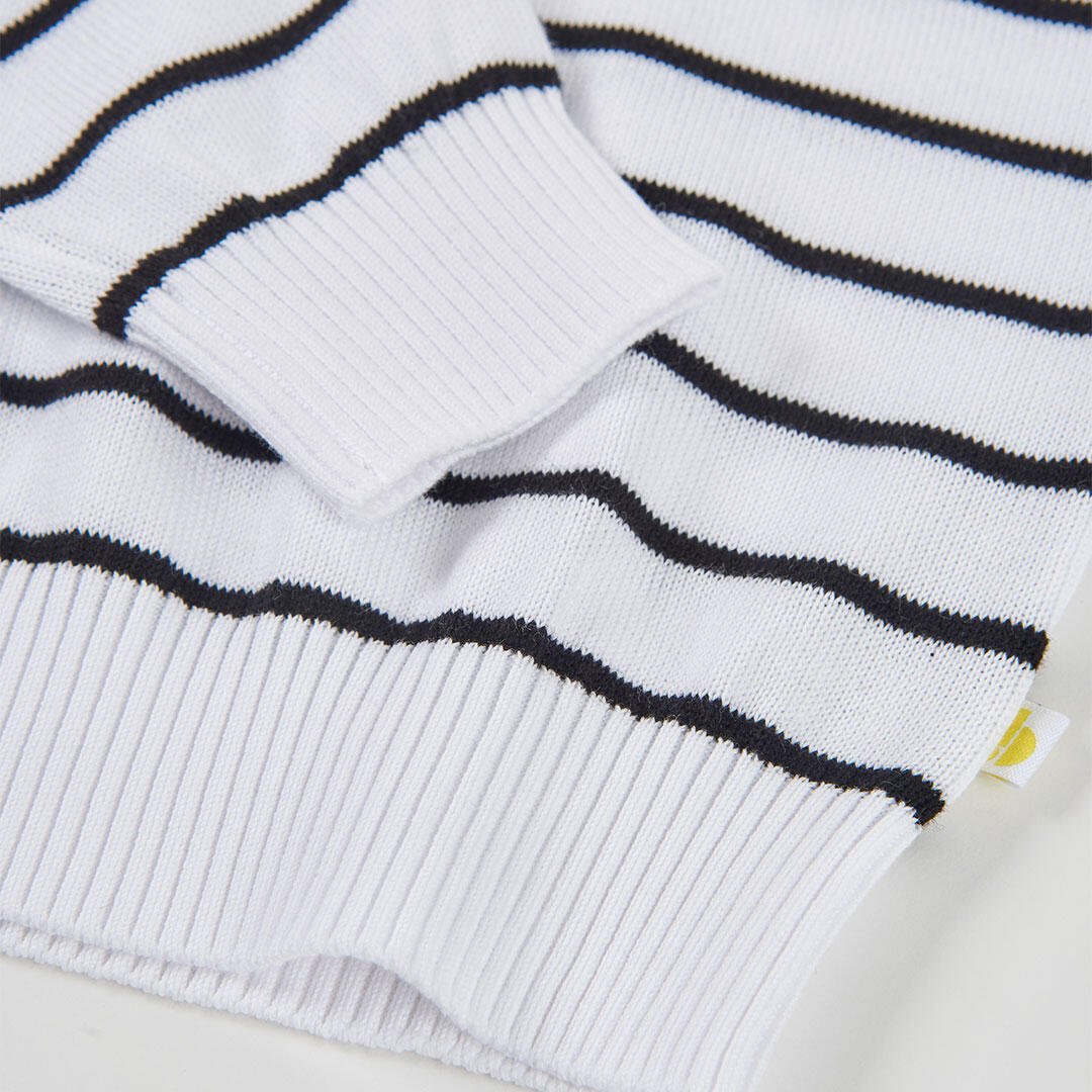 Jersey de tricot para niña de rayas blanco y negro 4/4