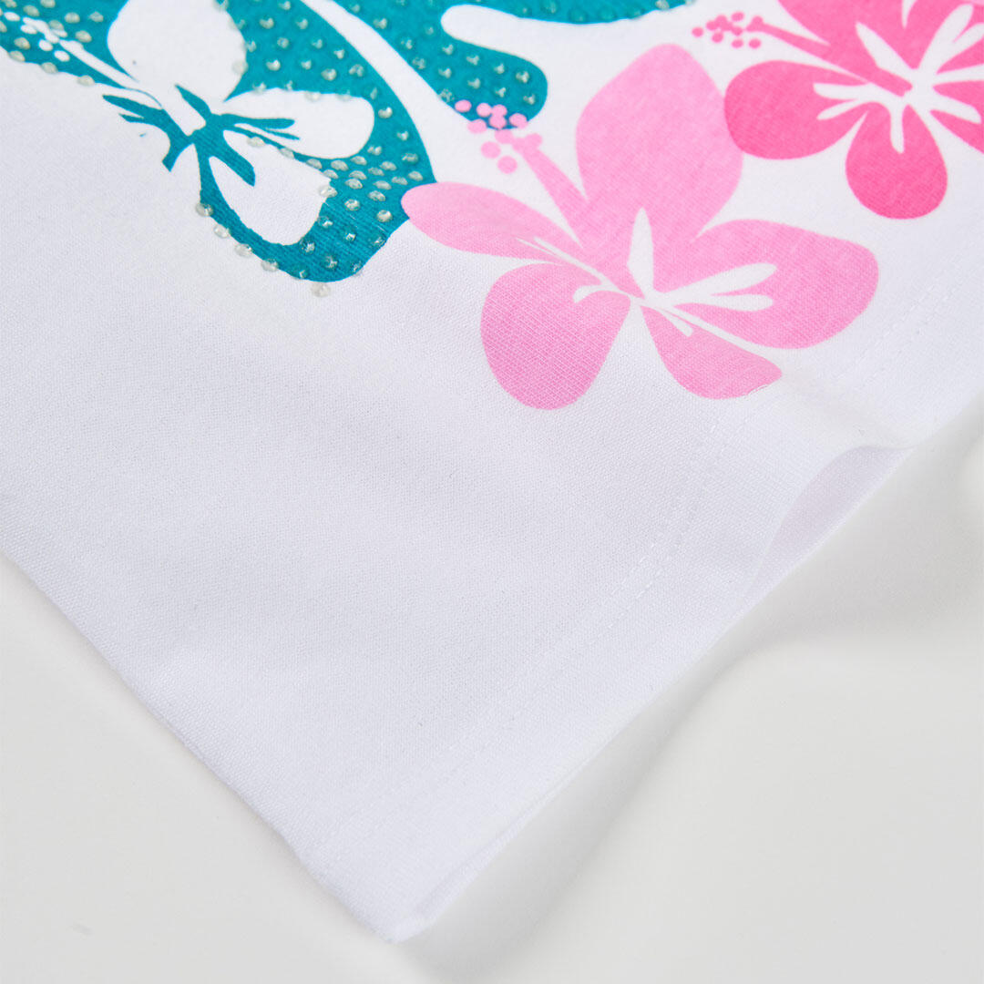 Camiseta de tirantes de algodón para niña con estampado floral blanca 4/4