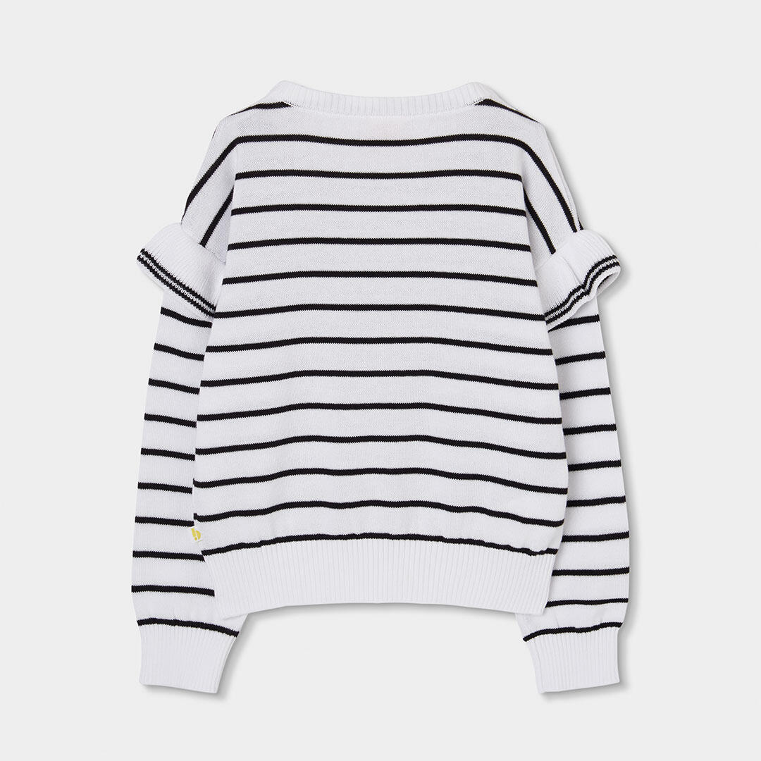 Jersey de tricot para niña de rayas blanco y negro 2/4