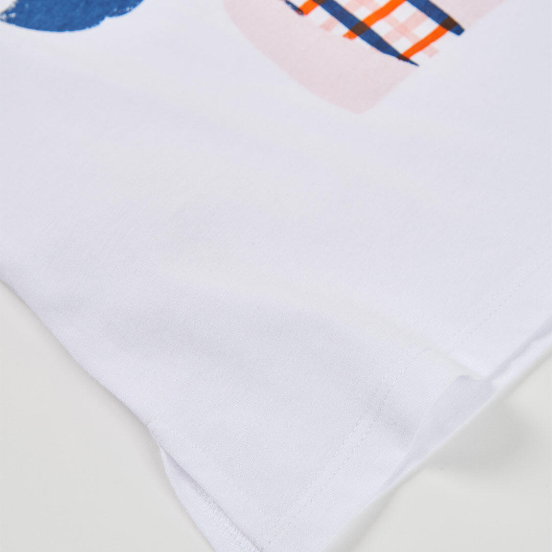 Camiseta de algodón para niña con estampado de personaje blanca 4/4