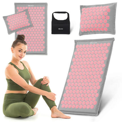Unisex-Akupressurmatte – Leinen/Baumwolle 7.182 Punkte – Grau/Rosa