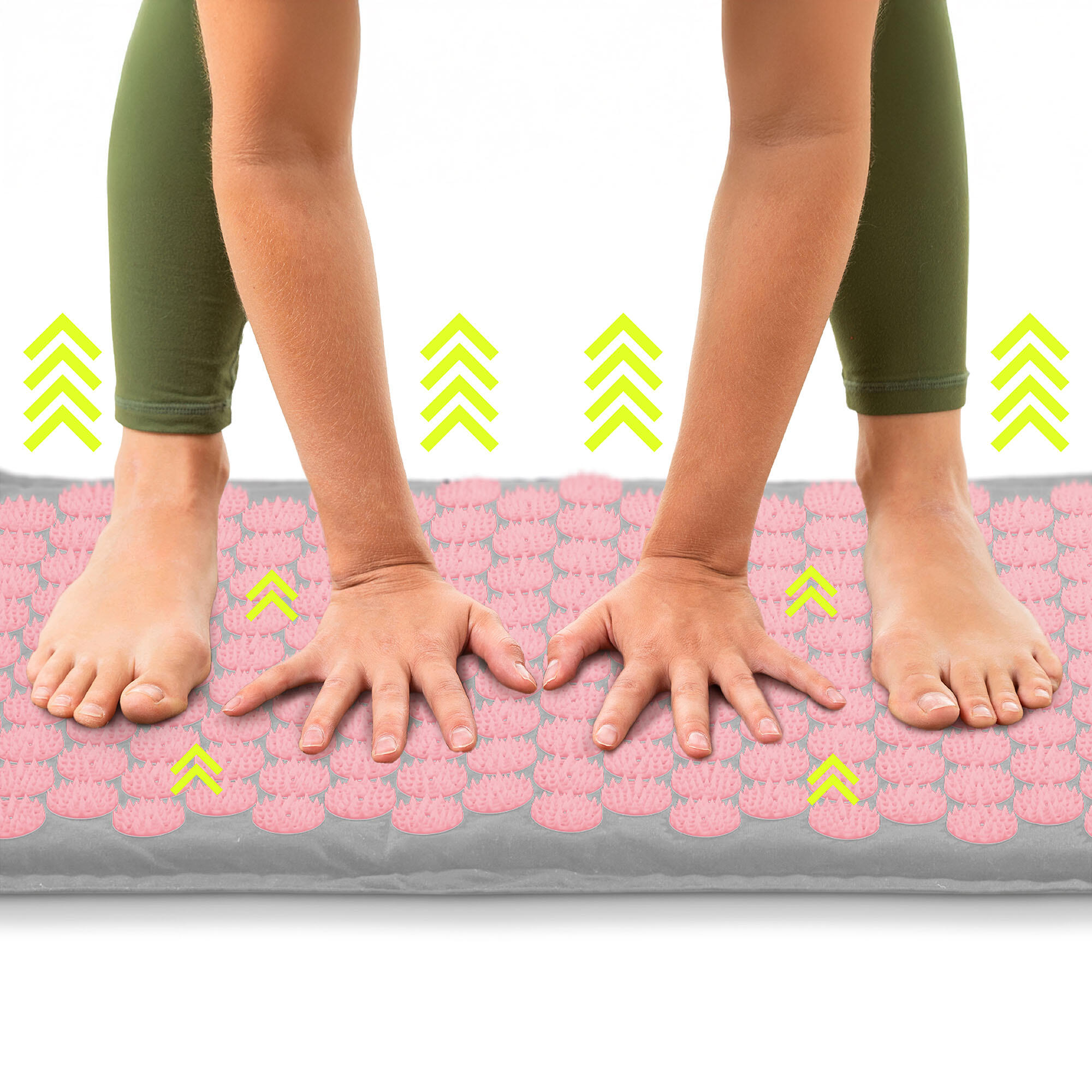 Alfombra de acupresión unisex - Lino/algodón 7.182 puntos - Gris/Rosa 9/10