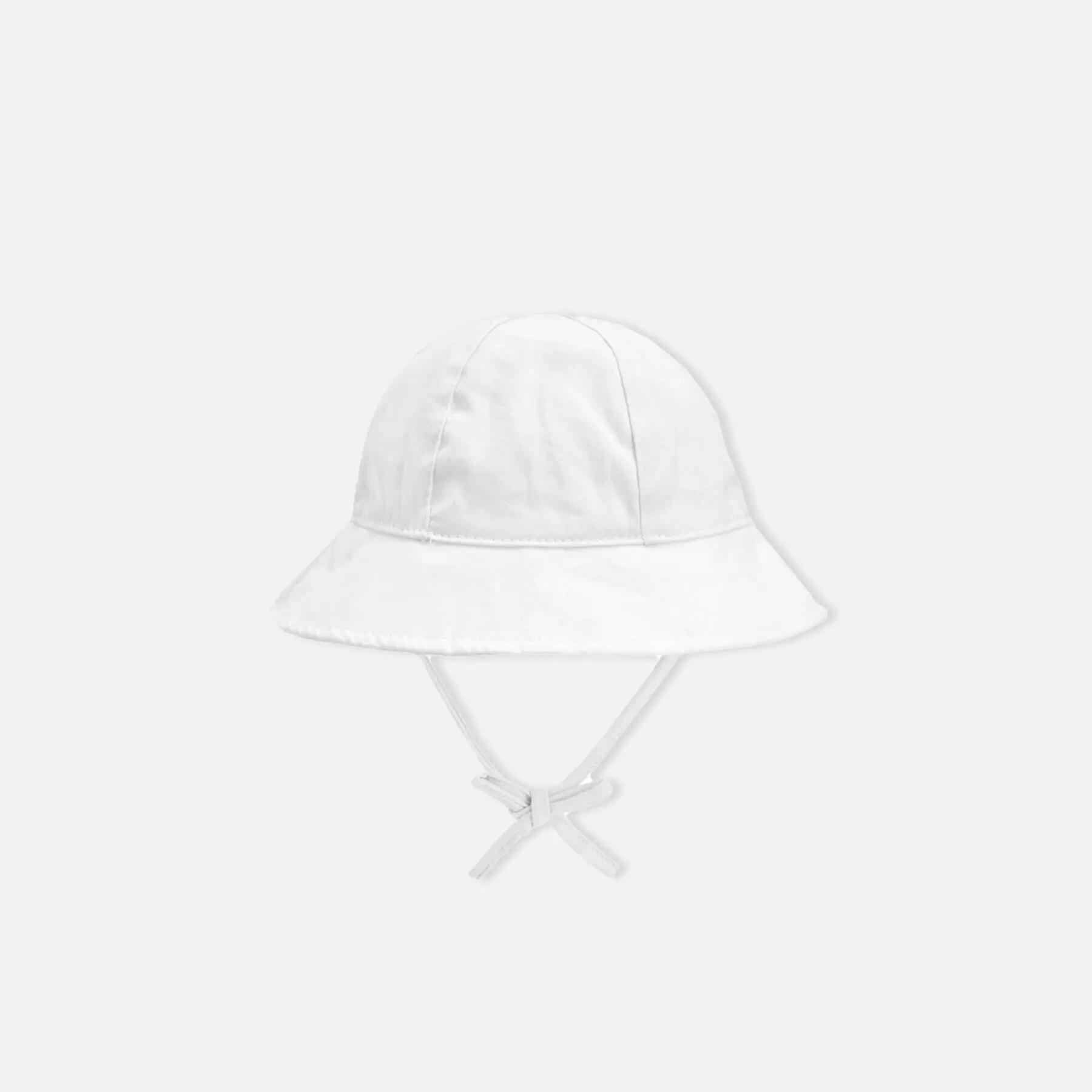 Gorro de algodón para bebé con protección solar blanco 4/4