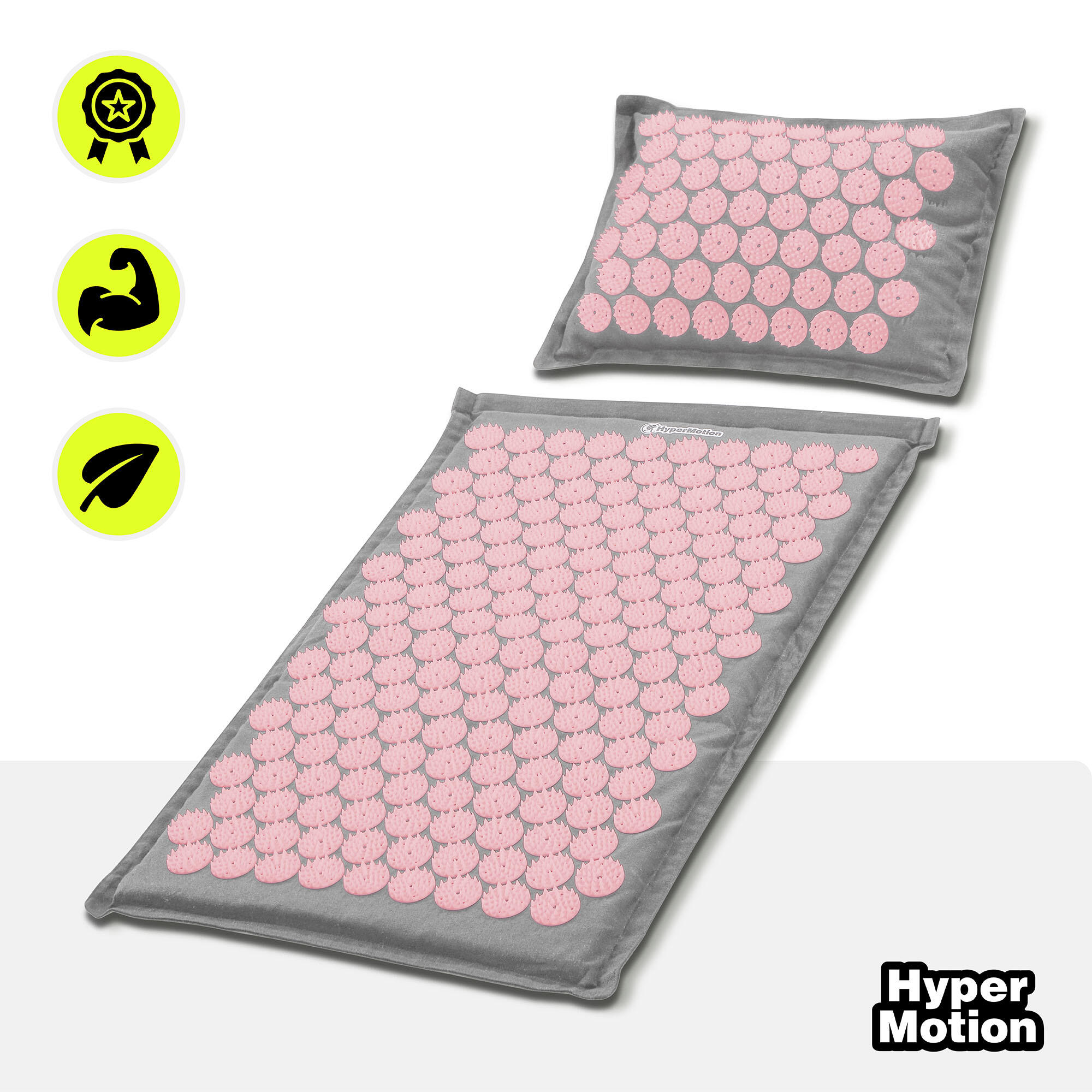 Alfombra de acupresión unisex - Lino/algodón 7.182 puntos - Gris/Rosa 4/10