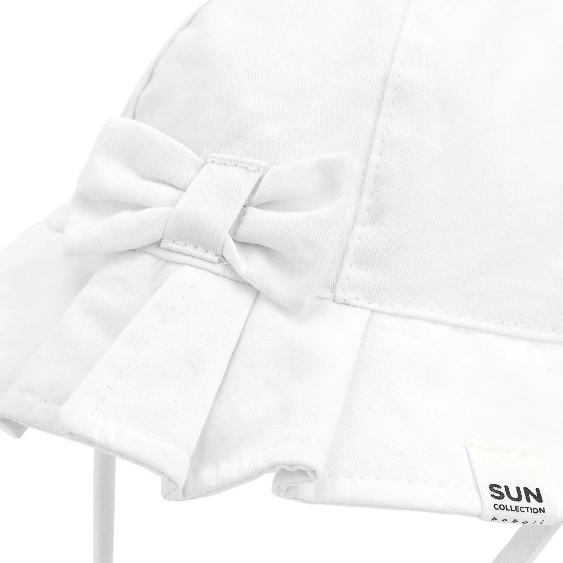 Gorro de algodón para bebé con protección solar blanco 2/4