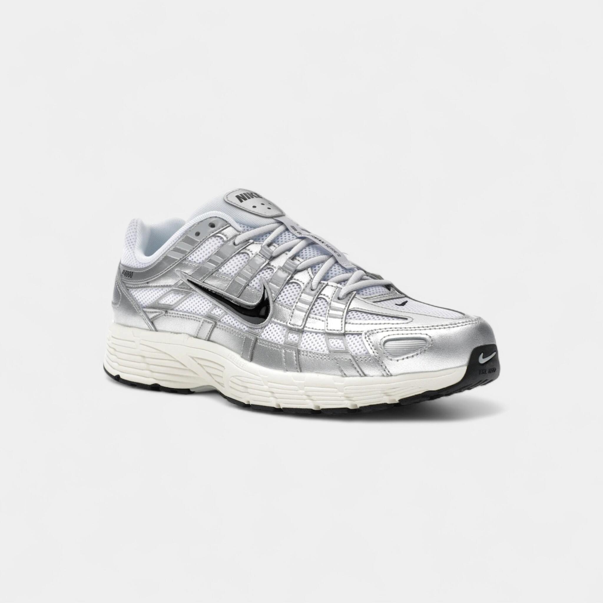Nike P-6000 White Metallic Silver Flat Silver Black 2/4