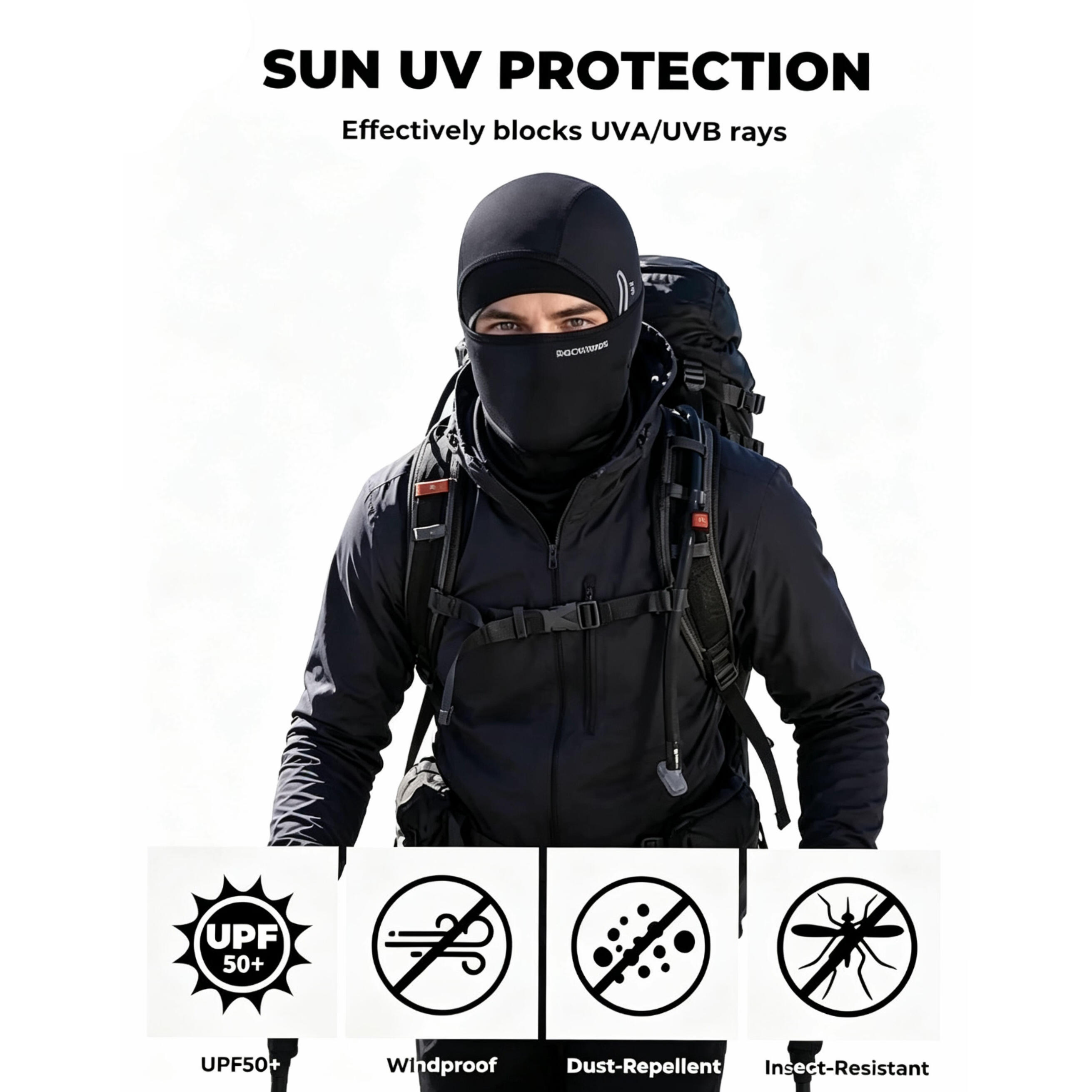 Sturmhaube UV Schutz atmungsaktiv schnell trocknend Brillenöffnung 4/6