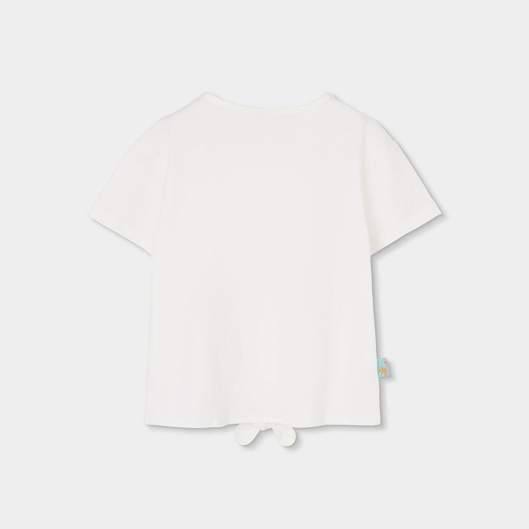 Camiseta de algodón para niña con estampado "Hello Sunshine" blanca 2/4