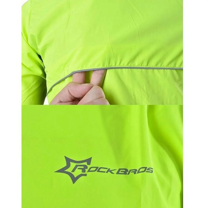 Jachetă de ciclism cu glugă verde fluorescentă, rezistentă la vânt ROCKBROS