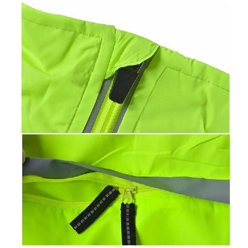 Jachetă de ciclism cu glugă verde fluorescentă, rezistentă la vânt ROCKBROS