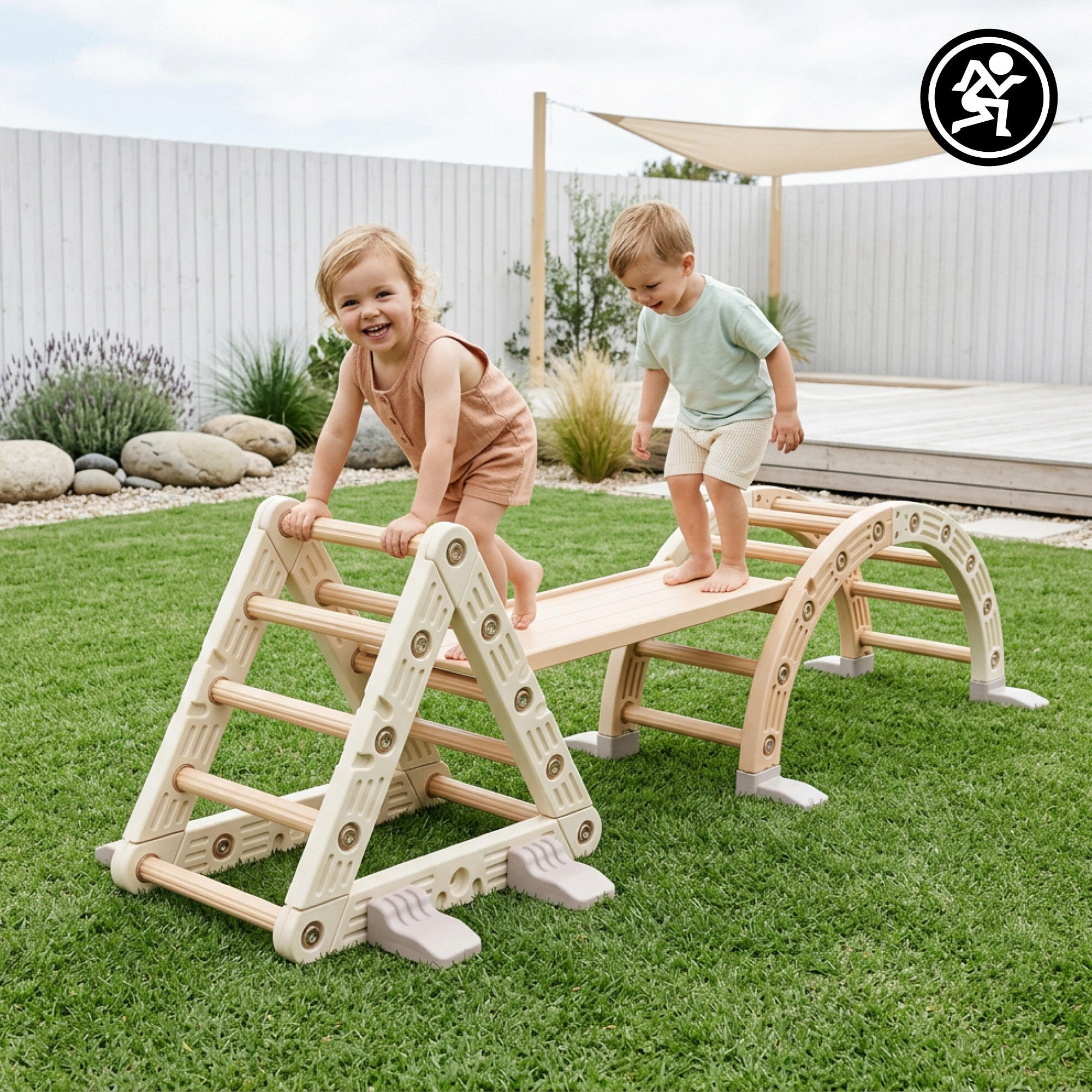 Área de juegos evolutiva - Motricidad - 3 en 1 HDPE - Beige-Gris 2/10