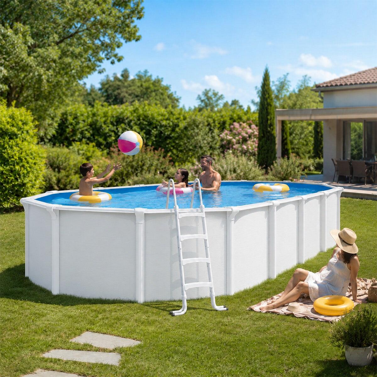 Piscine hors sol acier ovale 9,15 x 4,55 x 1,32 m blanche OSMOSE 2/7