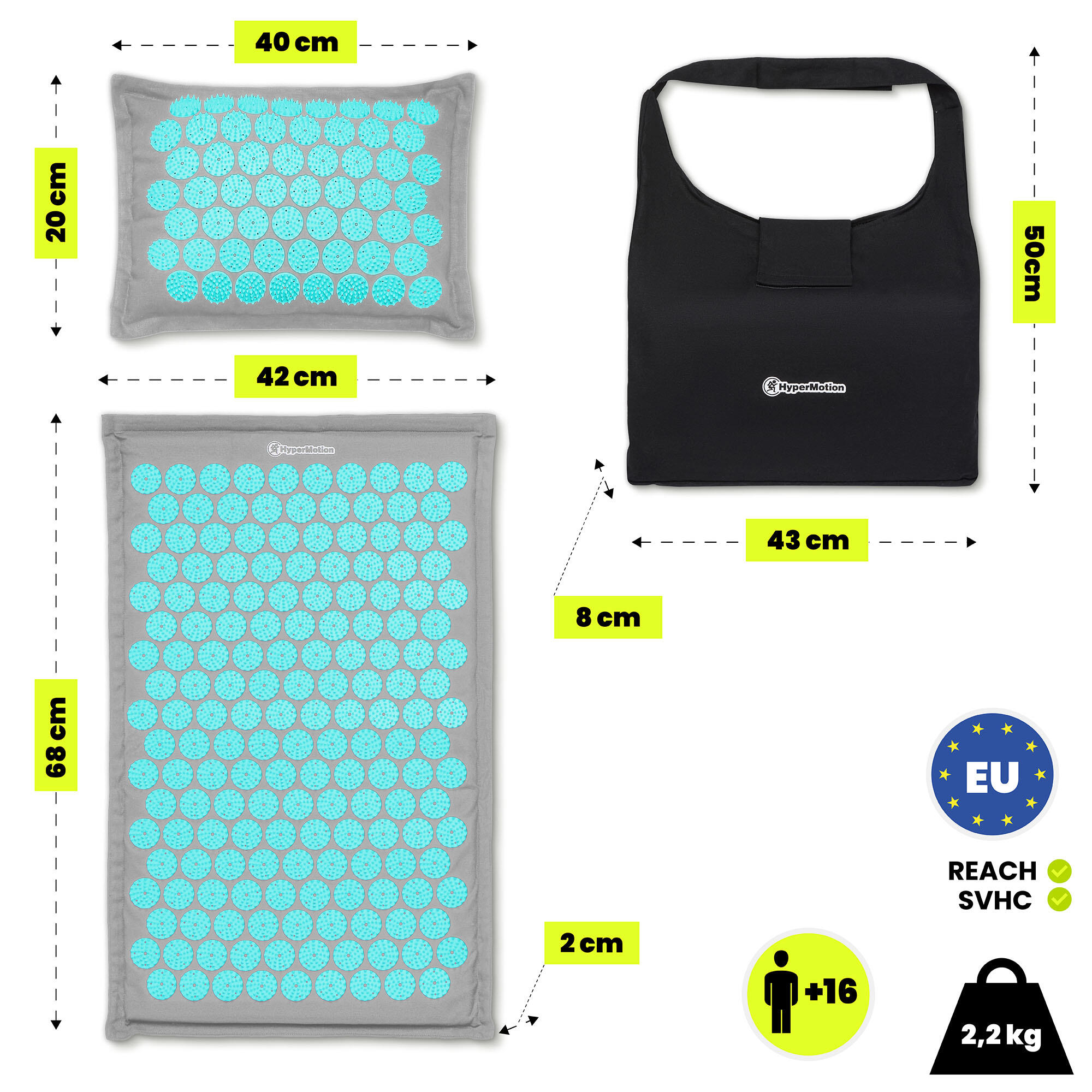 Mata do akupresury  — Unisex — 7 182 punkty — Szaro/Miętowy 3/10